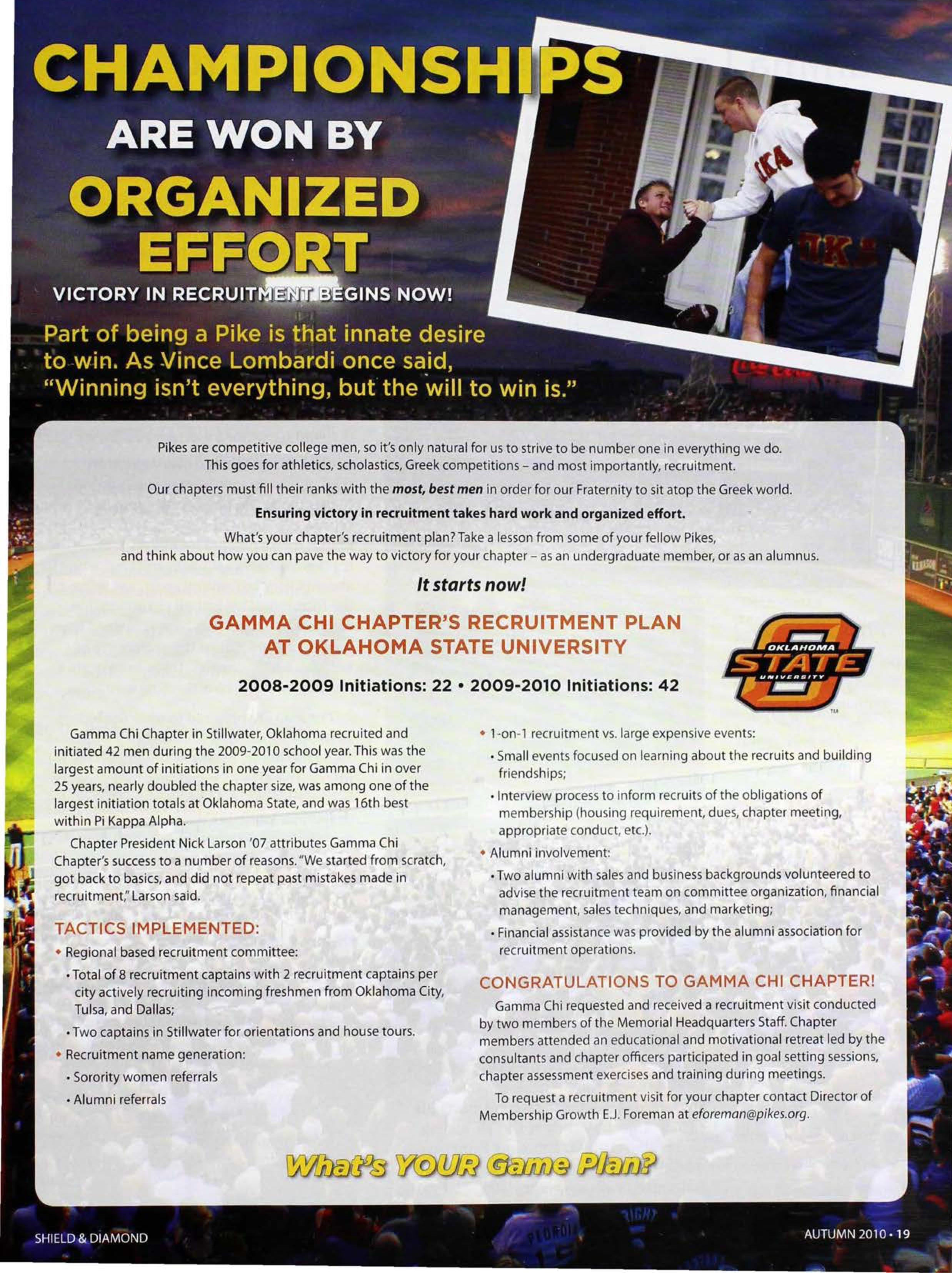 Championships Are Won By Organized Effort